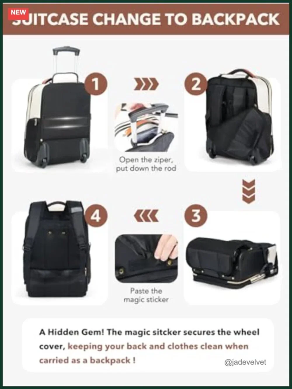 Rolling Backpack for Women, Large Travel Backpack with Wheels, 15.6 Inch Laptop